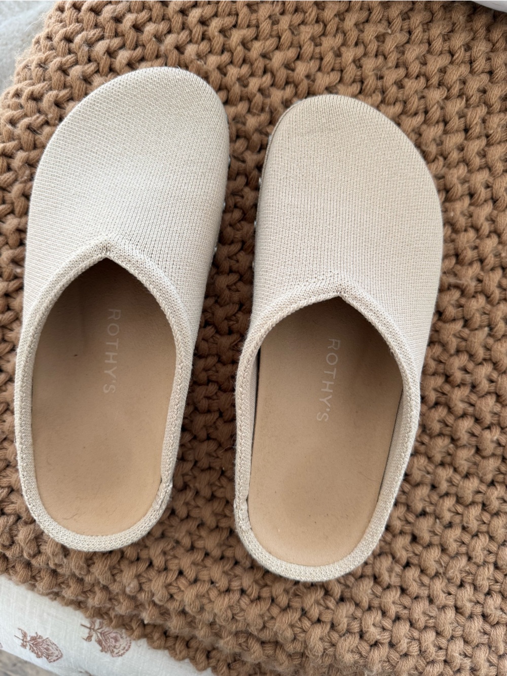 Rothy's Beige Knit Clog Mules Studded - Picture 3 of 3